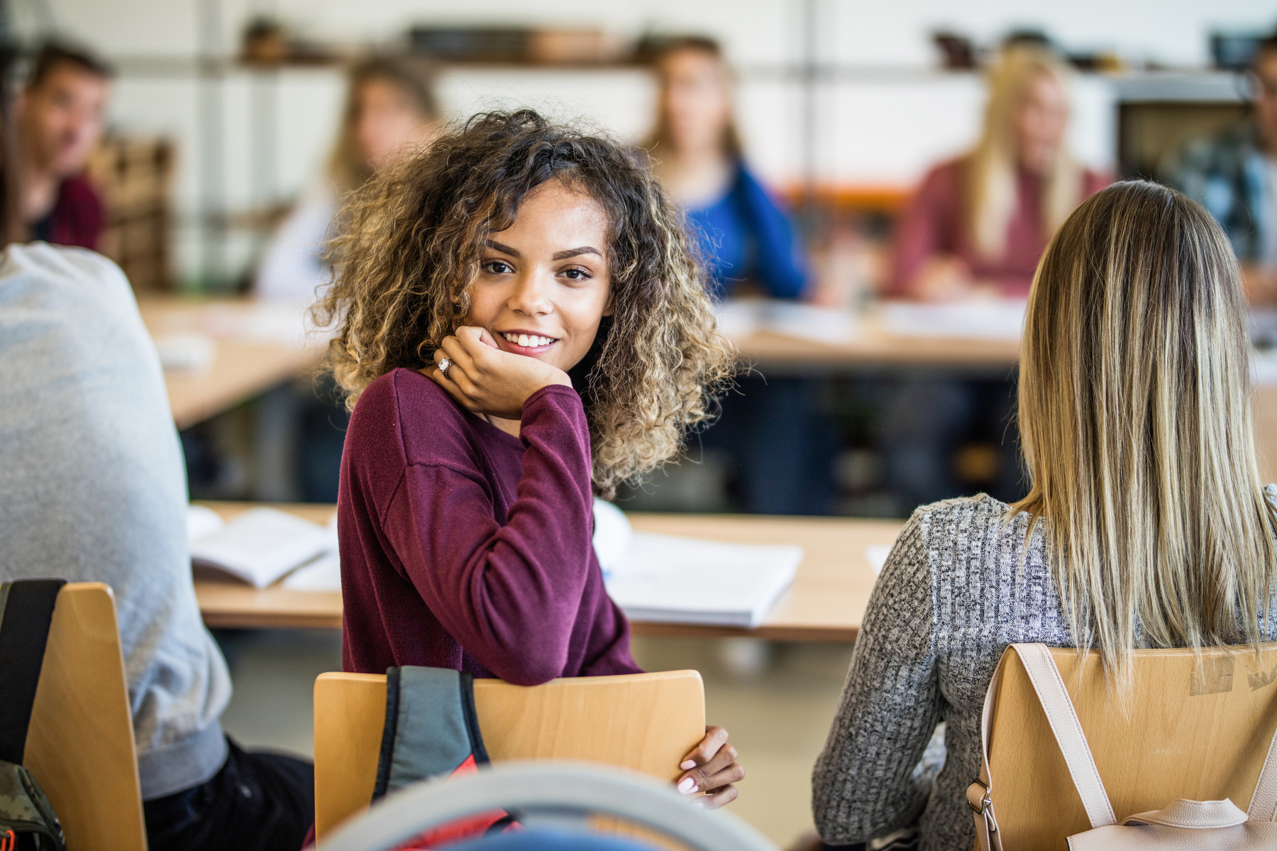 student sitting in classroom